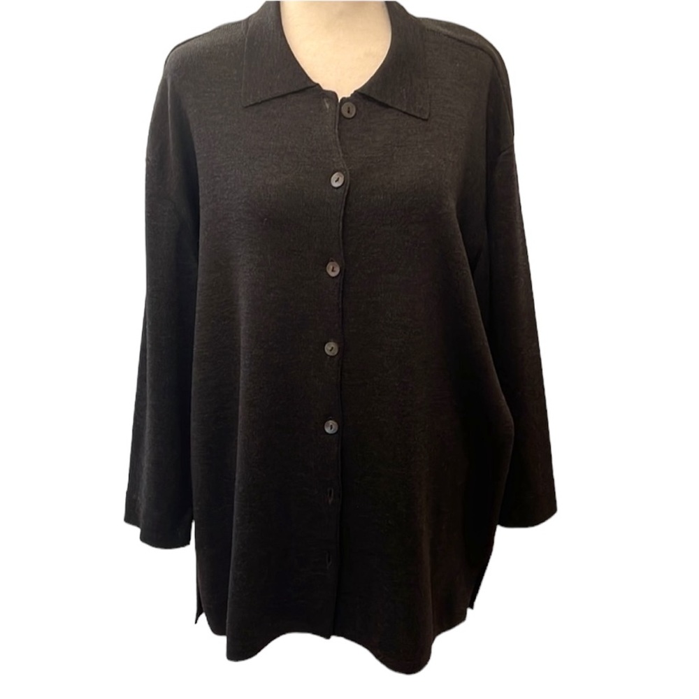 Vintage SFA Merino Wool Cardigan Sweater. Dark Grey. Size 2X. Gently Worn.